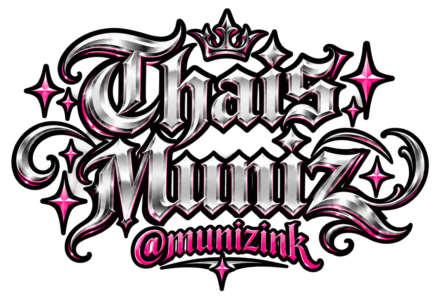 Thaís Muniz — logo prata e rosa